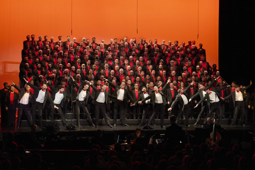 The San Francisco Gay Men's Chorus performing at the Curran Theatre in March 2025 for their concert "Broadway, Our Way."