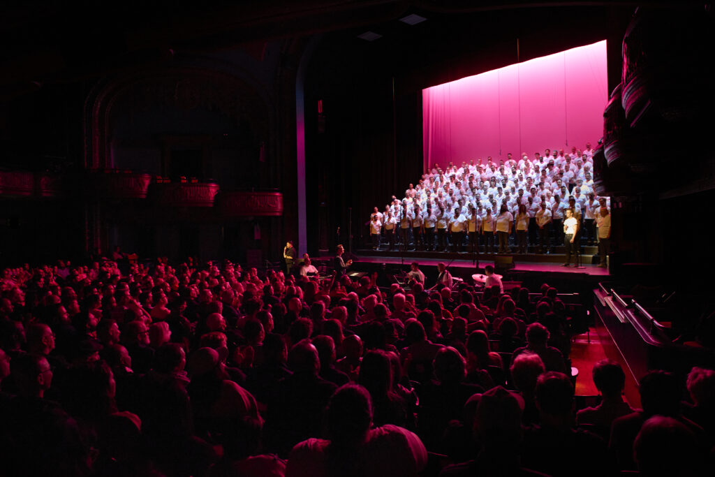 The San Francisco Gay Men's Chorus performing at the Curran Theatre for their Pride Concert in June 2025.